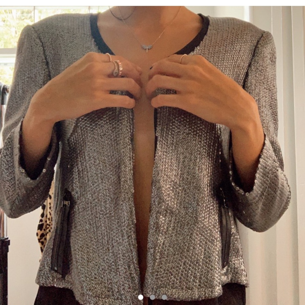 GREY SEQUINED BLAZER JACKET BRAND NEW WITH TAGS !